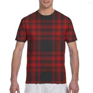 Men's T Shirts Burgundy And Black Plaid Casual Tee Tops Summer Men Short Sleeve Streetwear Fashion Male Tshirts