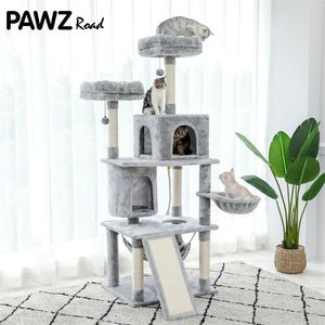 Scratchers Pet Cats Tree House Condo Perch Entertainment Playground Stabila möbler för katter Kattungar Multilevel Tower för stora katter mysiga