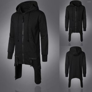 Capuz do moletom de moletom de moletom de moletom de outono masculino e inverno zíper preto puro Big Pocket Leisure Travel Street Hooded Drawstring Little House