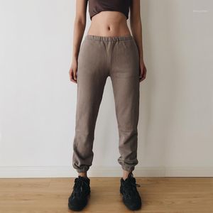 Kvinnors byxor capris kvinnors sidofickor manschetterade mager jogger vintage svett