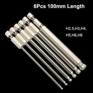 Schroevendraaier Metric Ball End Allen Wrench Drill Bits Set 100mm/150mm Long Hex Bit Set Magnetic Allen Screwdriver Bits