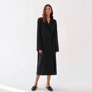 Casual Dresses Spring Temperament Suit Collar Black Dress High Level French Small Style Long Sleeve Women