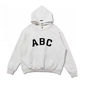 hoodie hooded designer men hoodies ABC flocking letter fashion brand high street loose fit man women gray versatile casual pure cotton sweater