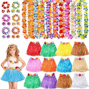 Dekorativa blommor 40/60st Hawaiian Wreath kjolar Garlands konstgjorda halsband armband Hawaii Spring Party Beach Leis Armband