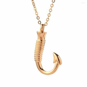 Collane con ciondolo Amo da pesca Collana commemorativa con urna di cenere Gioielli per cremazione in acciaio inossidabile SH009