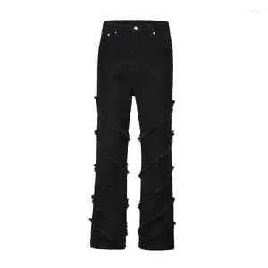 Pantalons pour hommes Fasion High Street Flare Jeans Hommes Femmes Taille EU Tissu lourd Streetwear Four Seasons Hip Hop