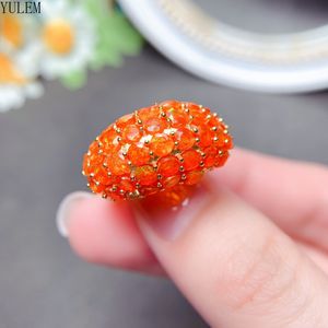 Wedding Rings YULEM Sterling Silver Set Natural Fire natural Opal Mexico Rare Orange Women s Anniversary Promise 230506