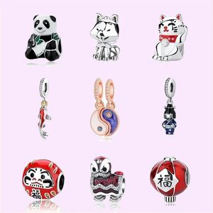 925 sterling silver charms for pandora jewelry beads Chinese Lion Dancing Fish Pendant Beads