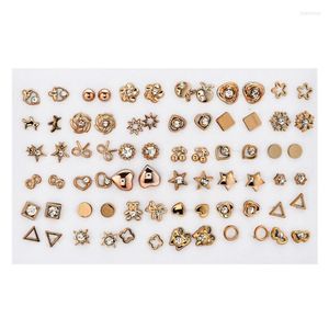 Stud Earrings 36 Pairs Mixed Style Women Anti Allergic Star Bow Love Heart Set Gold Color Flower Geometric Plastic Small Earring
