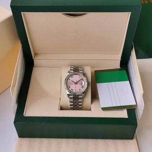 Com o relógio masculino de moda original da caixa de 41 mm de datejust, o movimento mecânico automático de relógios masculinos Dial Pink Strap Strap Sports 2023
