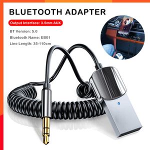 新しいワイヤレスBluetoothトランスミッターレシーバーカー3.5mmオーディオ音楽レシーバーUSB PowerDハンドフリープラグアダプター用のカースピーカー用