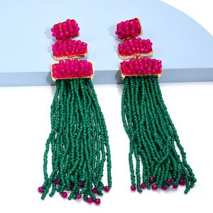 Lustre de lustre luxuoso feito à mão broços de borla longos de miçangas boêmios para mulheres de declaração étnica Brincos de jóias por atacado 230506