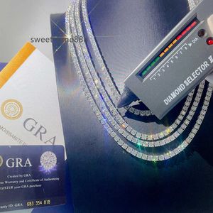 Tennis Halskette Armband Pass Diamanttester Iced Out Bling Moissanite Diamant Hip Hop Schmuck 925 Silber Tenniskette