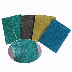 Platt liten återförslutningsbar glitterig aluminiumfolie Zip Bagjewelry Powder Tea Snack Värme Tätning Förpackning Puchaging Pouches