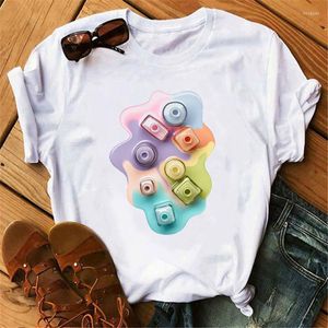 T-shirt da donna Smalto colorato per donna Top Divertente Moda Estate Grafica semplice