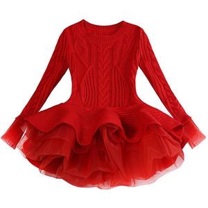Sonbahar Kış Kış Kalın Sıcak Örme Süveter Kız Tutu Elbise Noel Partisi Çocuklar Giysileri Çocuk Elbise Kızlar Yeni Yıl Giyim216f