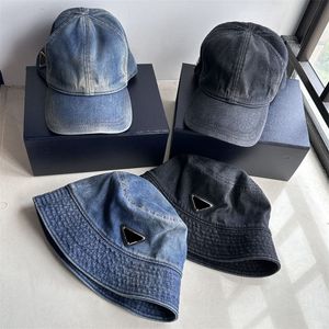 Blå färg göra gamla baseball mössor kvinnor män designer hink hattar denim nödställda casquette triangel boll cap man street hip hop cowboy beanies