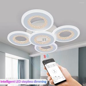 Plafoniere Lampadario moderno a LED per la decorazione del soggiorno Camera da letto Kitchern Luminosità regolabile Controllo app