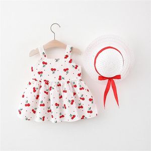 Abiti da ragazza 2023 Bambini Stampa Arco Versione coreana Con cappuccio Puffy Gonna Tutu Outfit Estate Neonate Carino Fionda Vestito Bambino Abiti casual