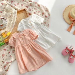女の子のドレス2023夏の韓国語の子供用ドレスフレンチジャックスウィートビューティードールネック半袖