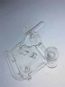 Vidro narguilé transparente 2 rodas na frente Reciclagem 14mm articulação fumar fumando tubo ode plataforma de fábrica de fábrica