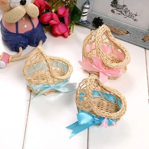Gift Wrap 20pcs Mini Rattan Baby Cradle With Ribbon Candy Box Christening Baptism Souvenirs Maternity Gifts Shower For GuestsGift