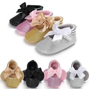 First Walkers Baby Mädchen Kleinkind Kinder PU Prinzessin Bow Loving Heart Schuhe Bowknot Lace Up Glitter Crib Sole Sneaker