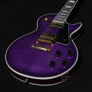 Electric Guitar, Purple Flower, gold accessories, Jacaranda fingerboard, eco-friendly paint, Off the shelf, fast shipping2583