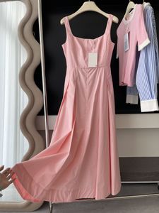 Womens dress European Luxury Designer Designs 2023 Spring/Summer Collection Solid Cotton Long Strap Dress