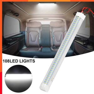 Nuovo 12V 108 LED Car Interior Light Bar Tetto bianco Lampada a cupola Barca Caravan Lettura Lampadina a soffitto per interni Auto Camper Rimorchio Camion Camion