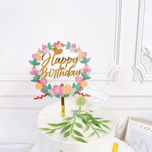 Festliga leveranser andra fest Happy Birthday Cake Toppers Decoration Akryl Butterfly Topper för dekor baby shower bakning