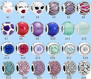 925 Silber Perlen Charms passen Pandora Charm Eiffel Kreuz Blau Mosaikperlen DIY Fit Original European