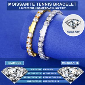 3mm-6mm 925 Sterling Silver VVS Moissanite Tennis Armband Pass Diamond Test Free Engraved Bling Men's Fine Jewelry for Women 2362