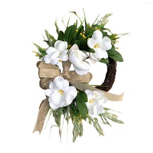 Decorative Flowers Floral Wreath Door ' Artificial White Magnolia For Front Wedding Suction Cup Hanger Glass