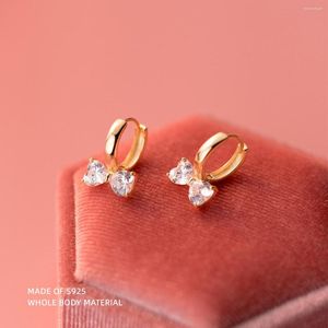 Brincos de argola Lavifam 925 Prata esterlina Sweet Zircões de zircões de proa Bow Nó de orelha para mulheres chiques de charme jóias