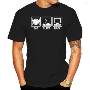 Herr t-skjortor äter sömnhack hacker datorprogrammerskjorta för man rolig spelare spel jubileum födelsedagspresent tryck t-shirt ropa mujer