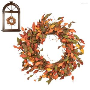 Flores decorativas Halloween Wreath Pumpkin Decor 19.7in Fall Front Door Greats com Festival de colheita de Pinecone Artificial Folhas