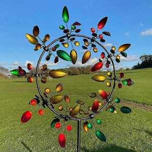 Oggetti decorativi Figurine Mulino a vento in metallo color arcobaleno unico Spinner da esterno Collezionisti Cortile Patio Prato Decorazione del giardino Regalo Dropship 230506