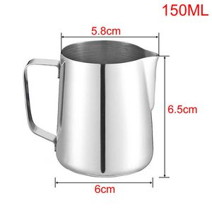 Potrawy kawy 150 ml 90 ml 60 ml ze stali nierdzewnej ekspresowy Kitchen Rzemiosło Kawa Pull Flower Frothing Milk Jug Latte P230508