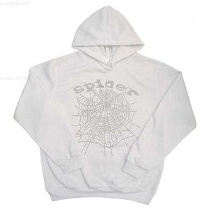 Massaduras moletons brancos sp5der algodão incrustado com capuz de diamante masculino web de qualidade gráfica aranha 555555 bandido jovem y2k streetwear q561