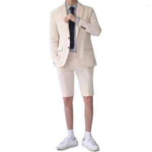 Herren Anzüge Herren Business Urlaub Kurze Hosen 2 Stück Regular Fit Kerb Revers Solide Prom Smokings Für Im Sommer (Blazer Pants)