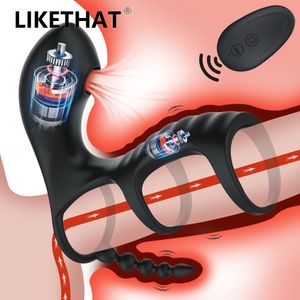 Vibratorer penisring suger vibrator sexbutik fjärrkontroll klitor suger kuk ring vuxna produkter scrotum massager sex leksaker för par 230508