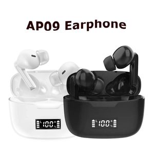 AP09 TWS Trådlösa hörlurar HD Stereo Bluetooth Earphones Mobiltelefon Tillbehör Buller Avbrytande sportörhängen Gaming Headset med MIC i Retail Box