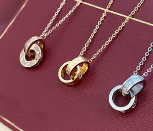 Colar fashion joias para amantes homens mulheres anel duplo completo cz duas fileiras pingente de diamante tampa de rosca octogonal colar de amor presente para casal