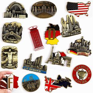 Fridge Magnets Refrigerator magnet decoration souvenir france united kingdom germany united states new york india metal fridge sticker P230508