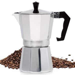 Coffee Pots Aluminum coffee potentiometers durable cup moka espresso coffee maker percolator practical coffee maker filters 50/100/150/300/450/600ml P230508