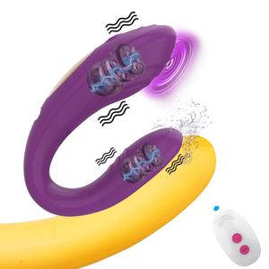 Vibrators Wireless Remote Control Dildo Vibrator Female Dual Motors U Shape Clitoris Stimulator Wearable Sex Toys for Women Couples Adults 230508