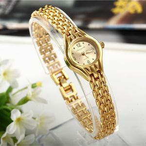 Женские часы женского браслета часы Mujer Golden Relojes Маленький циферблат кварцевые перегородки час.