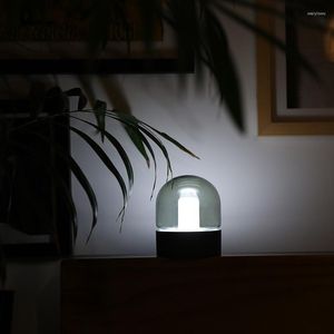 Luci notturne Comodino camera da letto con luce a LED in vetro nostalgico con bar per dormire Respirazione di ricarica USB