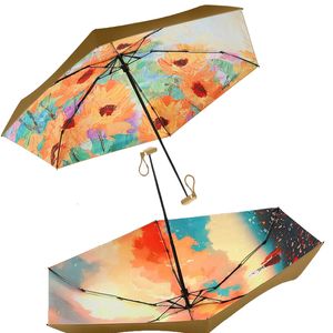 Umbrellas Pocket Umbrella Mini Umbrellas Anti UV Six Folding Parasol Small Rain Women Sun Protection Paraguas Portable For Travel Gifts 230508